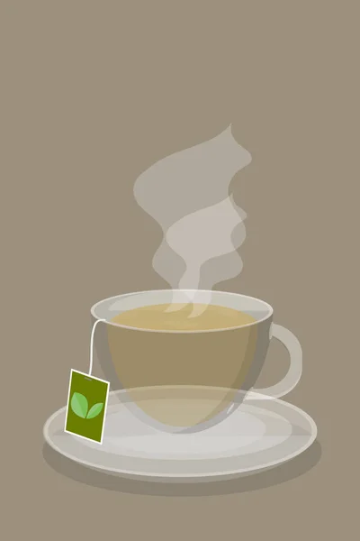 Eine Porzellantasse Mit Tee Heißgetränk Tonic Vector Illustration — Stockvektor