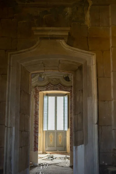 Corredor Largo Con Arcos Una Antigua Casa Europa — Foto de Stock