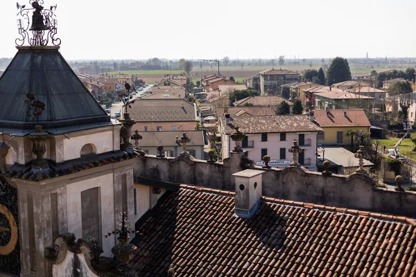 Una Vista Antigua Ciudad Europea Bergamo Italia Desde Techo —  Fotos de Stock