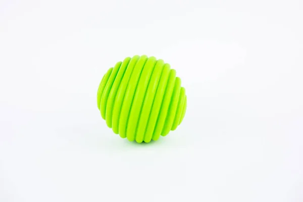 Green Rubber Ball Dog Child Toy White Background — Foto de Stock