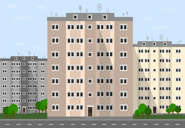 Edificios Apartamentos Varios Pisos Ciudad — Vector de stock