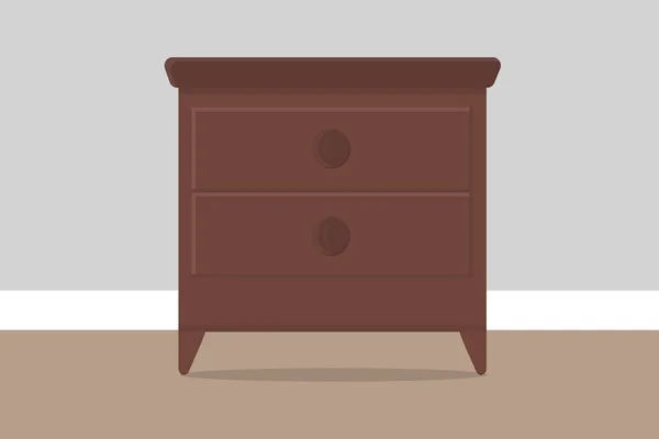 Chest Drawers Room Wall Wooden — стоковый вектор