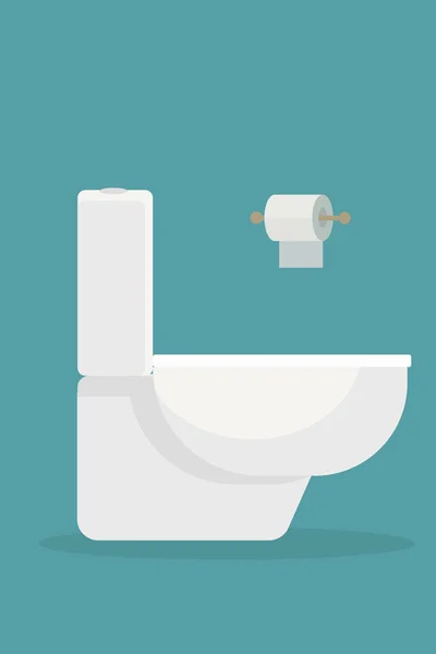 White Ceramic Toilet Bowl Toilet Paper Vector Illustration — Wektor stockowy