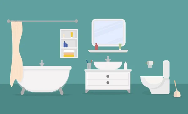 White Ceramic Toilet Bowl Bathroom Sink Mirror Toilet — Wektor stockowy