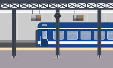 Metro istasyonunda mavi bir yolcu treni