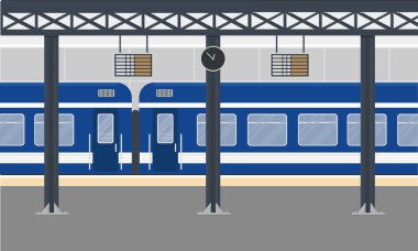 Metro istasyonunda mavi bir yolcu treni