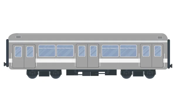 Gray Passenger Car Train Vector Illustration White Background — Stok Vektör