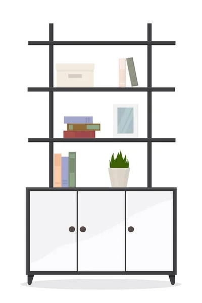 Wooden Bookshelf Doors Office Home Use — Vetor de Stock