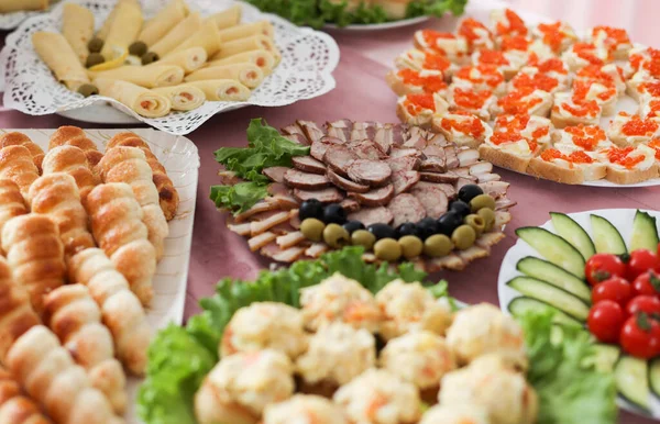 Delicious Snacks Table Restaurant Holiday Food — Stock Fotó
