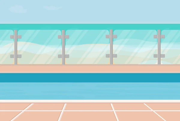 夏天在海滩上游泳和放松的蓝色游泳池 — 图库矢量图片