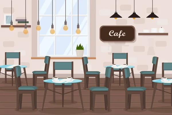 Cafe Interior Tables Coffee Machine Window Bar Counter — Vetor de Stock
