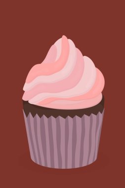 Pembe bir ahududulu kek ve kremalı tatlı bayram.