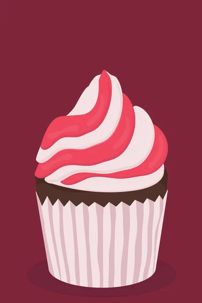 Pink Raspberry Cupcake Muffin Cream Holiday Sweet — стоковый вектор