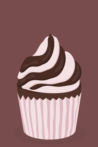 Beautiful Chocolate Muffin Cupcake Holiday Sweet — стоковый вектор