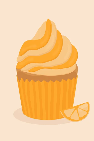 Beautiful Orange Muffin Cupcake Holiday Sweet — стоковый вектор