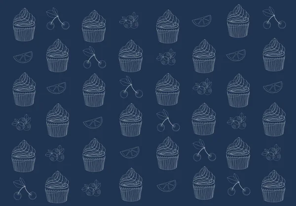 Texture Pattern Fabrics Background Muffin Cupcakes Bakery Sweet Cafe — Stock vektor