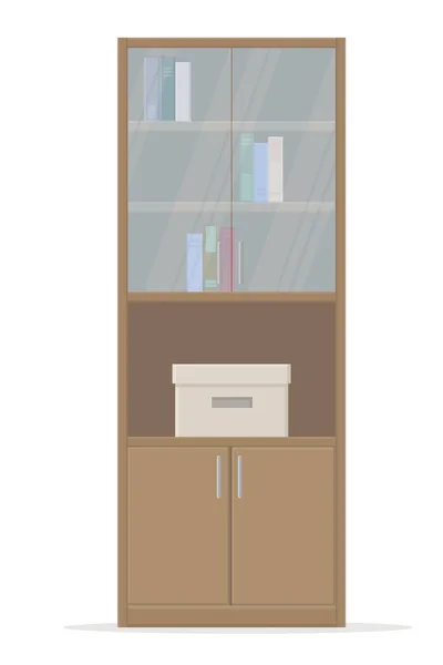 Book Office Storage Cabinet Made Wood White Background Isolated Vector — Archivo Imágenes Vectoriales