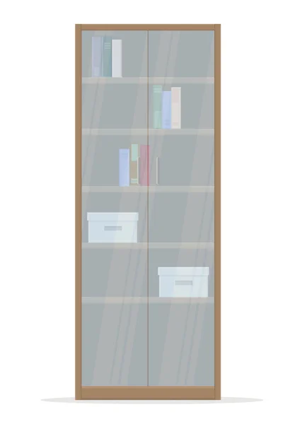 Ein Bücherschrank Aus Holz Auf Weißem Hintergrund Isolierte Vektorgrafik — Stockvektor