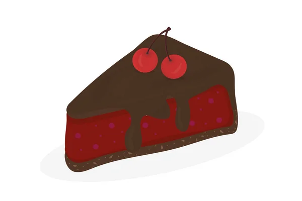Set Three Slices Cherry Orange Chocolate Souffle Cake — стоковый вектор