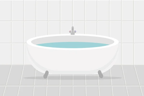 Bathroom Water Shower Room White Tiles Vector Illustration — 스톡 벡터