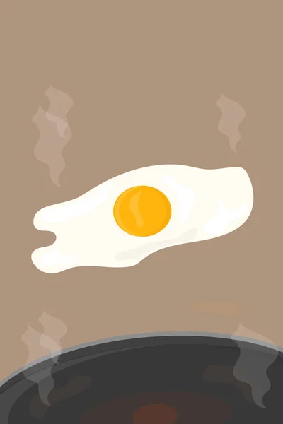 煎蛋放在有蛋黄的早餐锅里 — 图库矢量图片