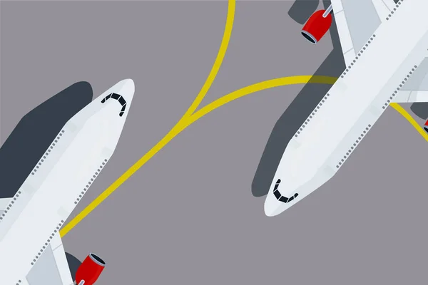 空港の背景旅行機の飛行機の白い旅客機は — ストックベクタ
