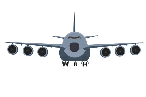 Big Military Cargo Plane White Background Air Transport Icon — Stock Vector