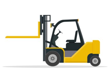 Teslimat bölümü vektör illüstrasyonunu yüklemek için sarı bir forklift