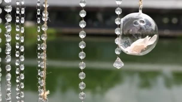 Arco Decoración Para Ceremonia Boda Primer Plano Con Cristales — Vídeos de Stock