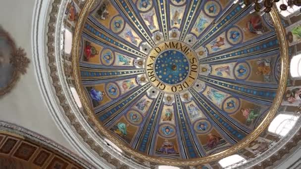 Beautiful Ceiling Paintings Catholic Church — Vídeos de Stock