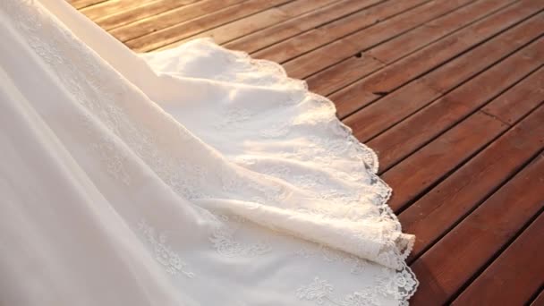 Bottom Bride Wedding Dress Wooden Floor — 비디오