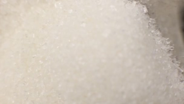 Λευκή Κρυσταλλική Ζάχαρη Ένα Κουταλάκι Του Γλυκού Close Μακροεντολή — Αρχείο Βίντεο