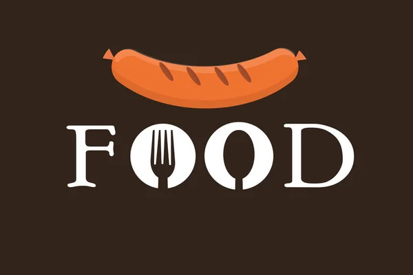 Logo Żywności Widelcem Łyżką Tła Dla Restauracji Fast Food — Wektor stockowy