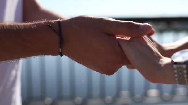 Woman Hand Man Hand Close — Video