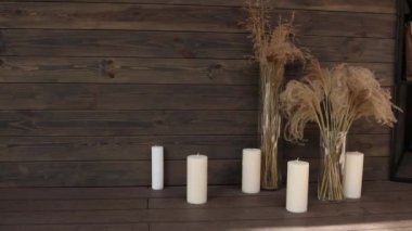 decor from candles on the photo zone at a holiday in a restaurant