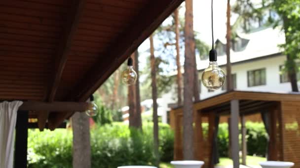 Beautiful Decorative Light Bulbs Yard Gazebo — Wideo stockowe