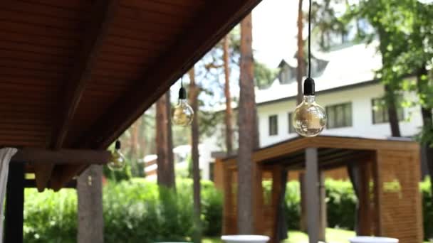 Beautiful Decorative Light Bulbs Yard Gazebo — Wideo stockowe