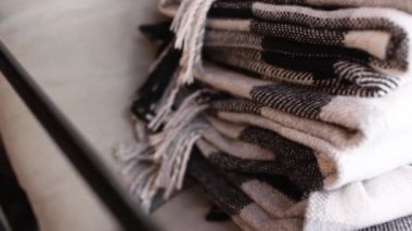 blankets on the sofa in the restaurant cafe bar evening