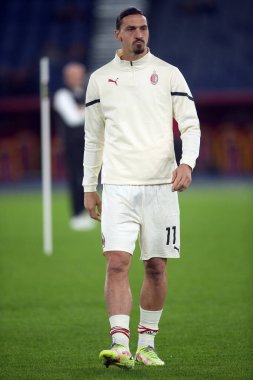 ROME, İtalya - 31.10.2021: IBRAHIMOVIC (MIL) İtalyan Serisi sırasında Roma Olimpiyat Stadyumu 'nda AS ROMA VS AC MILAN arasında oynanan futbol maçı.