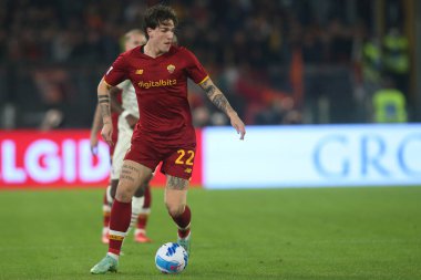 ROME, İtalya - 31.10.2021: NICOLO ZANIOLO (AS ROMA) İtalyan Serisi sırasında Roma 'daki Olimpiyat stadyumunda AS ROMA - AC MILAN.