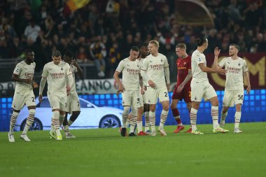 ROME, İtalya - 31.10.2021: IBRAHIMOVIC (MIL) İtalyan Serisi sırasında gol ve kutlama maçı Roma 'daki Olimpiyat stadyumunda ROMA - AC MILAN arasındaki maç.