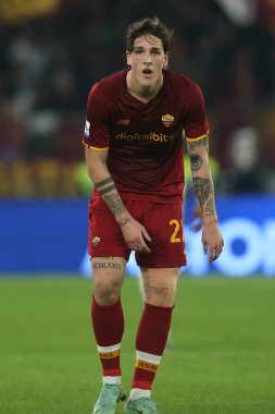 ROME, İtalya - 31.10.2021: NICOLO ZANIOLO (AS ROMA) İtalyan Serisi sırasında Roma 'daki Olimpiyat stadyumunda AS ROMA - AC MILAN.
