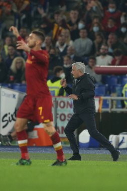 ROME, İtalya - 31.10.2021: JOSE MOURINHO İtalyan Serisi sırasında Roma Olimpiyat Stadyumu 'nda AS ROMA - AC MILAN arasında oynanan futbol maçı.