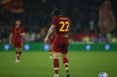 ROME, İtalya - 31.10.2021: NICOLO ZANIOLO (AS ROMA) İtalyan Serisi sırasında Roma 'daki Olimpiyat stadyumunda AS ROMA - AC MILAN.