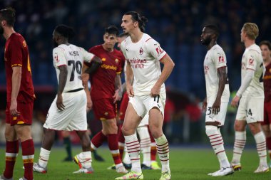 ROME, İtalya - 31.10.2021: IBRAHIMOVIC (MIL) İtalyan Serisi sırasında Roma Olimpiyat Stadyumu 'nda AS ROMA VS AC MILAN arasında oynanan futbol maçı.