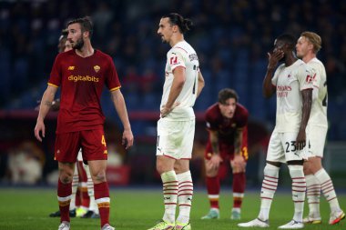 ROME, İtalya - 31.10.2021: IBRAHIMOVIC (MIL) İtalyan Serisi sırasında Roma Olimpiyat Stadyumu 'nda AS ROMA VS AC MILAN arasında oynanan futbol maçı.