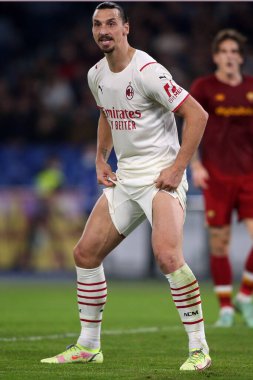 ROME, İtalya - 31.10.2021: IBRAHIMOVIC (MIL) İtalyan Serisi sırasında Roma Olimpiyat Stadyumu 'nda AS ROMA VS AC MILAN arasında oynanan futbol maçı.