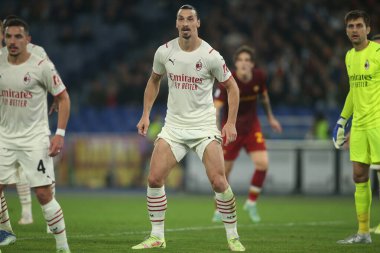 ROME, İtalya - 31.10.2021: IBRAHIMOVIC (MIL) İtalyan Serisi sırasında Roma Olimpiyat Stadyumu 'nda AS ROMA VS AC MILAN arasında oynanan futbol maçı.