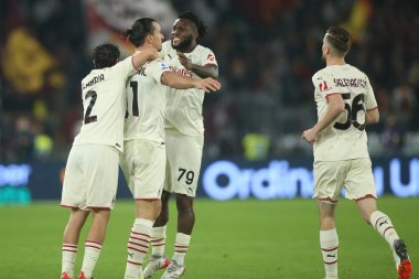 ROME, İtalya - 31.10.2021: IBRAHIMOVIC (MIL) İtalyan Serisi sırasında gol ve kutlama maçı Roma 'daki Olimpiyat stadyumunda ROMA - AC MILAN arasındaki maç.