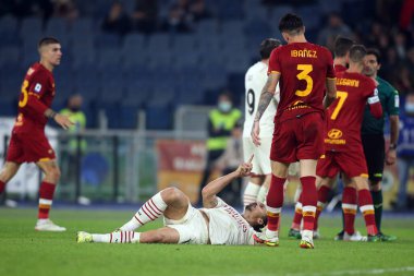 ROME, Italya - 31.10.2021: IBRAHIMOVIC (MIL) İtalya Serisi sırasında PENALTY AS ROMA - AC MILAN arasında Roma Olimpiyat Stadyumu 'nda oynanan bir futbol maçı.